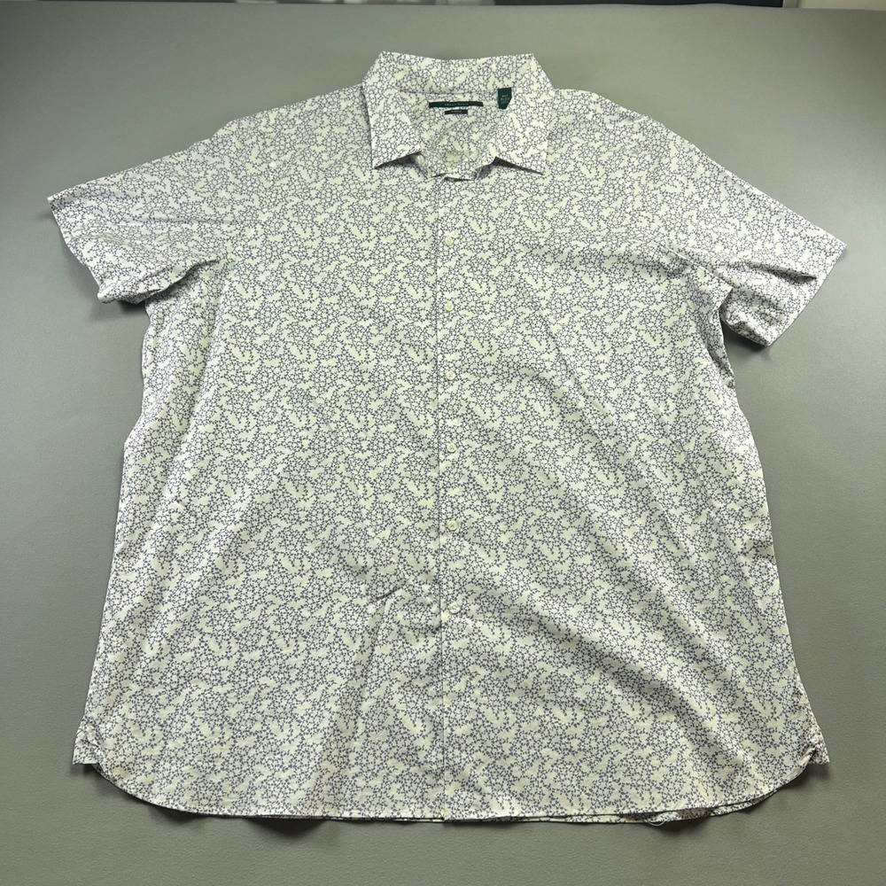 Perry Ellis Button Up Shirt Mens 3XLT Multi Geometric Cotton Stretch Button Up